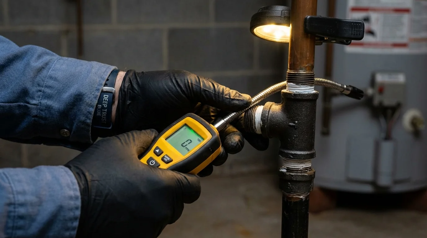 Gas leak detection with electronic sniffer by Johns Plumbing LLC in Tieton
