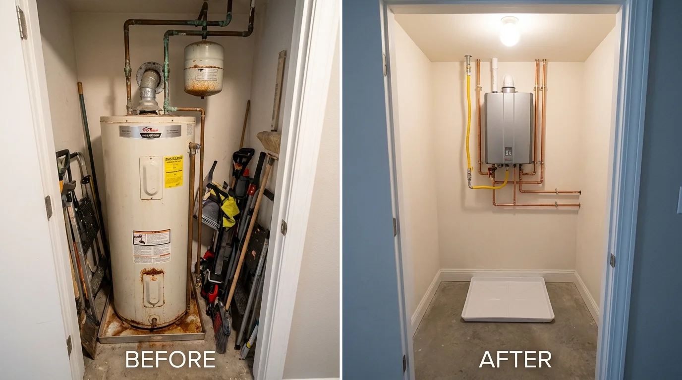 Tank water heater versus wall-mounted tankless unit comparison for Tieton, WA homeowners